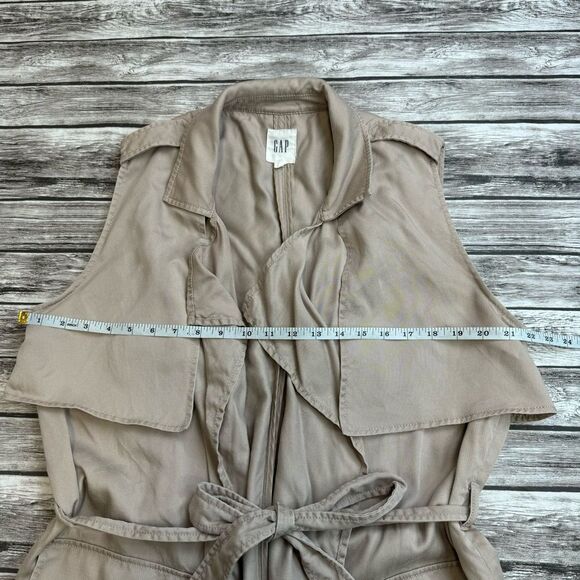GAP Women's Open Front Safari Wrap Dress M Med Medium Tan Light Brown Khaki Tie - Picture 13 of 16